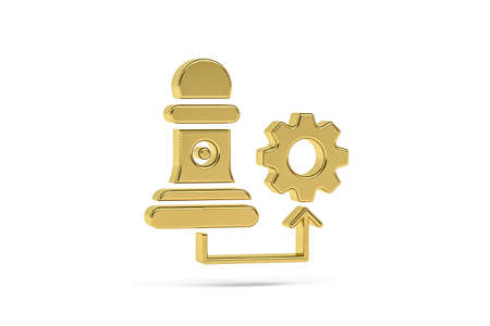 Golden 3d business strategy icon isolated on white background - 3d renderの写真素材