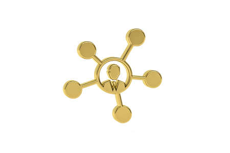 Golden 3d business strategy icon isolated on white background - 3d renderの写真素材