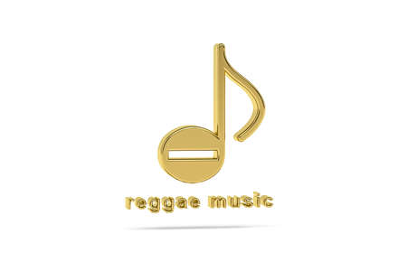 Golden 3d reggae music icon isolated on white background - 3d renderの写真素材