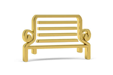 Golden 3d bench icon isolated on white background - 3D renderの写真素材