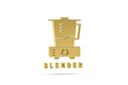 Golden 3d blender icon isolated on white background - 3d renderの写真素材