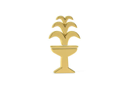 Golden 3d fountain icon isolated on white background - 3d renderの写真素材