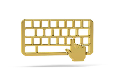 Golden 3d computer keyboard icon isolated on white background - 3d render