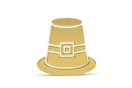 Golden 3d hat icon isolated on white background - 3d renderの写真素材
