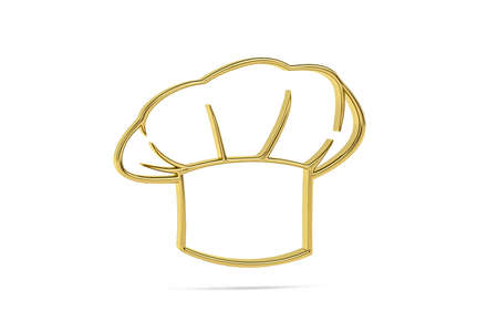 Golden 3d hat icon isolated on white background - 3d renderの写真素材