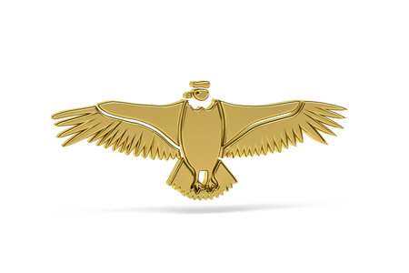 Golden 3d condor icon isolated on white background - 3d renderの写真素材