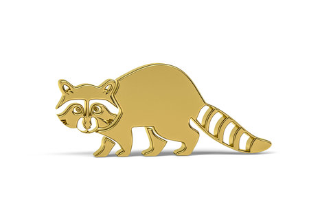 Golden 3d raccoon dog icon isolated on white background - 3d renderの写真素材