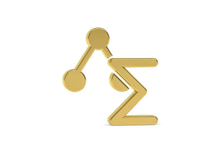 Golden 3d chemical formula icon isolated on white background - 3d renderの写真素材