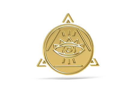 Golden occultism icon isolated on white background - 3D renderの写真素材