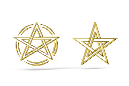 Golden occultism icon isolated on white background - 3D renderの写真素材