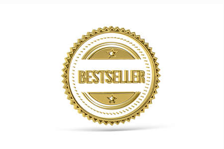 Golden 3d bestseller icon isolated on white background - 3d renderの写真素材