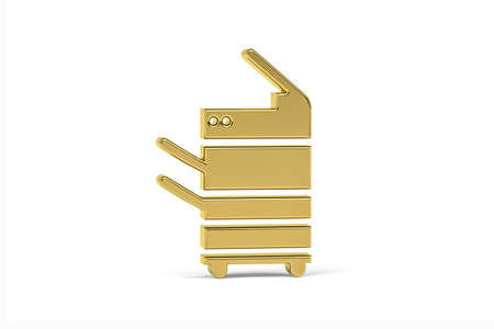 Golden 3d printer icon on white background - 3d renderの写真素材