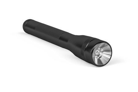 Black flashlight isolated on white background - 3D render