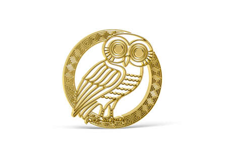 Golden 3d ancient coin icon isolated on white background - 3D renderの写真素材