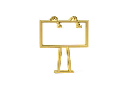 Golden 3d billboard icon isolated on white background - 3d renderの写真素材