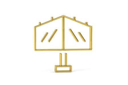 Golden 3d billboard icon isolated on white background - 3d renderの写真素材