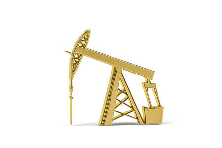 Golden 3d oil well icon isolated on white background - 3d renderの写真素材