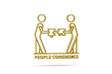 Golden 3d coherence icon isolated on white background - 3d renderの写真素材