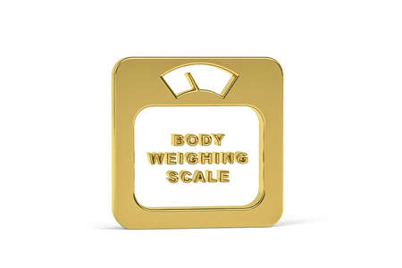 Golden bathroom scale icon isolated on white background - 3d renderの写真素材