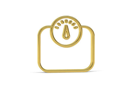 Golden bathroom scale icon isolated on white background - 3d renderの写真素材