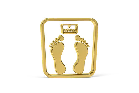 Golden bathroom scale icon isolated on white background - 3d renderの写真素材