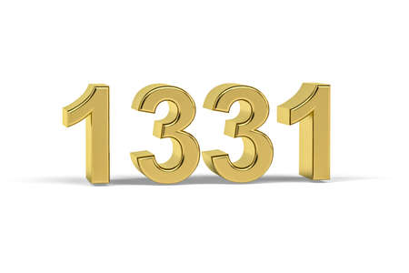 Golden 3d number 1331 - Year 1331 isolated on white background - 3d renderの写真素材