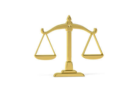 Golden 3d weighing machine icon isolated on white background - 3d renderの写真素材