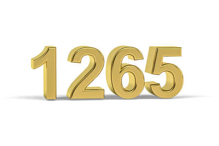 Golden 3d number 1265 - Year 1265 isolated on white background - 3d renderの写真素材