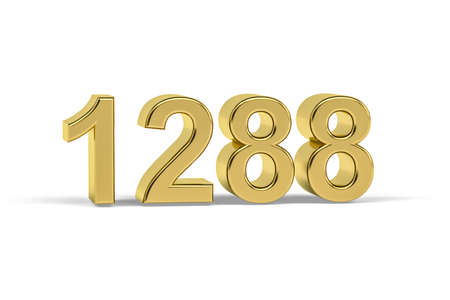 Golden 3d number 1288 - Year 1288 isolated on white background - 3d renderの写真素材
