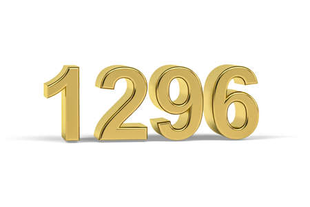 Golden 3d number 1296 - Year 1296 isolated on white background - 3d renderの写真素材