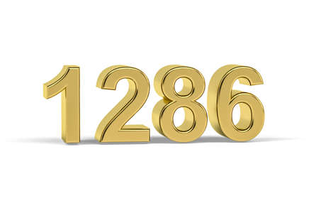 Golden 3d number 1286 - Year 1286 isolated on white background - 3d renderの写真素材