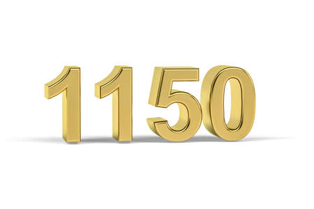Golden 3d number 1150 - Year 1150 isolated on white background - 3d renderの写真素材