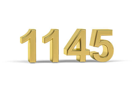 Golden 3d number 1145 - Year 1145 isolated on white background - 3d renderの写真素材