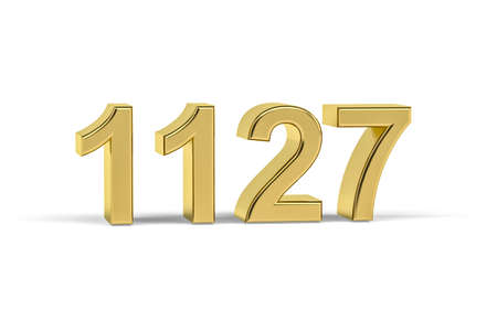 Golden 3d number 1127 - Year 1127 isolated on white background - 3d renderの写真素材