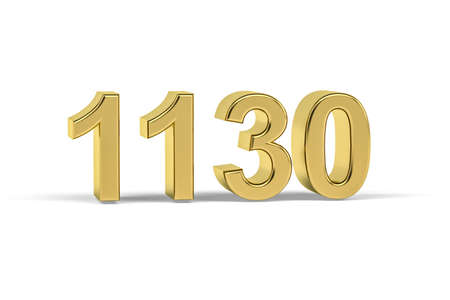 Golden 3d number 1130 - Year 1130 isolated on white background - 3d renderの写真素材