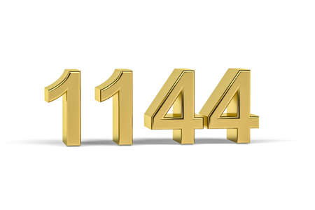 Golden 3d number 1144 - Year 1144 isolated on white background - 3d renderの写真素材