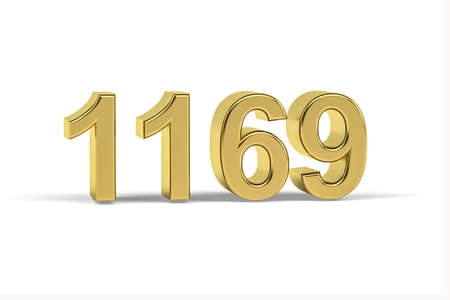Golden 3d number 1169 - Year 1169 isolated on white background - 3d renderの写真素材