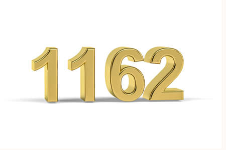 Golden 3d number 1162 - Year 1162 isolated on white background - 3d renderの写真素材