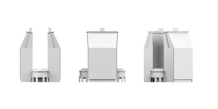 City building mockup on white background - 3D render - copy spaceの写真素材