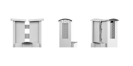 City building mockup on white background - 3D render - copy spaceの写真素材