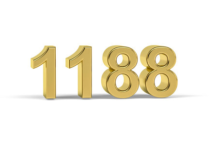 Golden 3d number 1188 - Year 1188 isolated on white background - 3d renderの写真素材