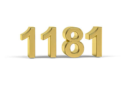 Golden 3d number 1181 - Year 1181 isolated on white background - 3d renderの写真素材