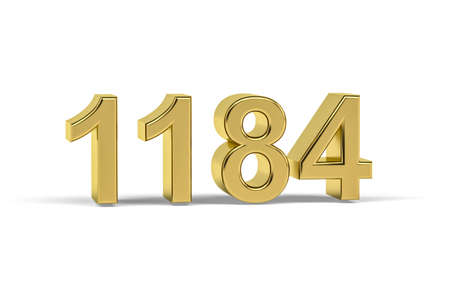 Golden 3d number 1184 - Year 1184 isolated on white background - 3d renderの写真素材