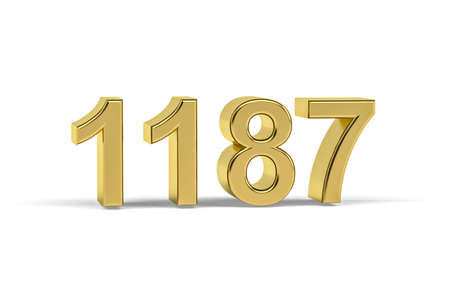 Golden 3d number 1187 - Year 1187 isolated on white background - 3d renderの写真素材