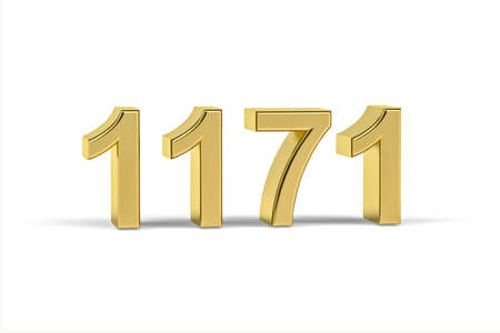 Golden 3d number 1171 - Year 1171 isolated on white background - 3d renderの写真素材