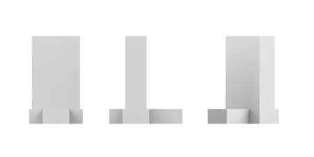 City building mockup on white background - 3D render - copy spaceの写真素材