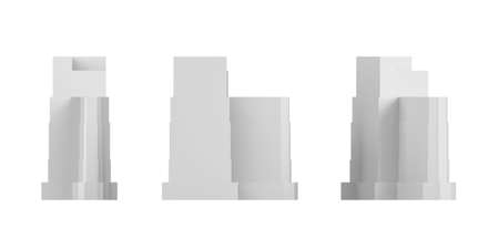 City building mockup on white background - 3D render - copy spaceの写真素材