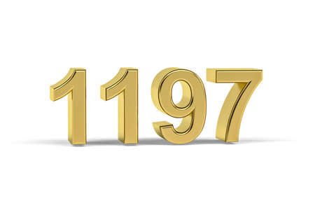 Golden 3d number 1197 - Year 1197 isolated on white background - 3d renderの写真素材