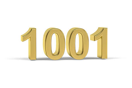 Golden 3d number 1001 - Year 1001 isolated on white background - 3d renderの写真素材