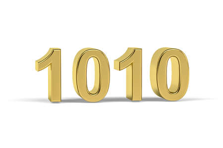 Golden 3d number 1010 - Year 1010 isolated on white background - 3d renderの写真素材